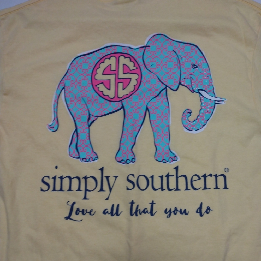 Simply Southern Shirt Womens Medium Yellow Elephant Love All That You Do